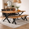 Yukon Oak Dining Table with Bench & 3 Grey Chairs Yukon Oak Dining Table with Bench & 3 Grey Chairs