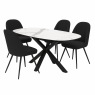 Giza 130cm Marble Extending Dining Table & 4 Milford Charcoal Dining Chairs Giza 130cm Marble Extending Dining Table & 4 Milford Charcoal Dining Chairs