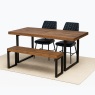 1.4m Ext Table, 2 Massa Blue Chairs & Small Bench 1.4m Ext Table, 2 Massa Blue Chairs & Small Bench