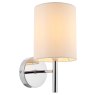 Brio Wall Light – Polished Chrome with Off-White Faux Silk Shade