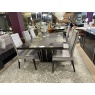 Keona Large extending Table and 6 tall backed chairs in Grey Linen Fabric Keona Large extending Table and 6 tall backed chairs in Grey Linen Fabric