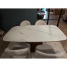 Lugano Stone Topped Walnut Base Table + 6 Lily Fabric Chairs Lugano Stone Topped Walnut Base Table + 6 Lily Fabric Chairs