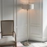 Highclere 3-Light Floor Lamp – Brushed Chrome & Natural Linen Shade