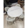 Raffi 120cm Round Dining Table with 4 x Jasmin Misty White Dining Chairs Raffi 120cm Round Dining Table with 4 x Jasmin Misty White Dining Chairs