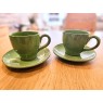 Set of 2 Green Cups & Saucers