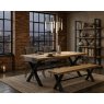 Yukon 190cm Dining Table & 3 Dining Chairs Grey & Wood Top Bench