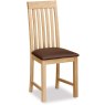 Stonehouse Vertical Slatted Chair with Brown PU Seat Pad