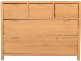 Ercol Bosco oak 5 drawer wide chest