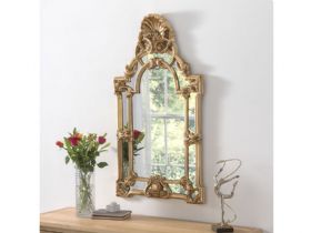 old Leafed Decorative Framed Crested Mirror