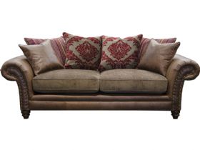 Carnegie 3 Seater Leather & Fabric Pillow Back Sofa