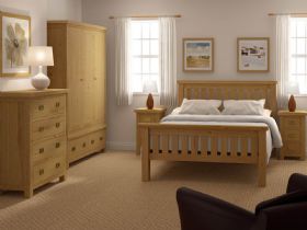 Fairfax Bedroom Oak 5'0 Kingsize Panelled Bedframe