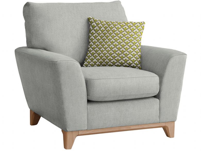 Ercol modern Novara armchair in N302, with pale oak feet