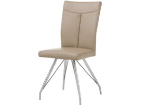 Flavia Leather Star Based Taupe Dining Chair