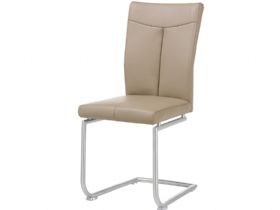 Flavia Leather Round Swing Frame Dining Chair In Taupe