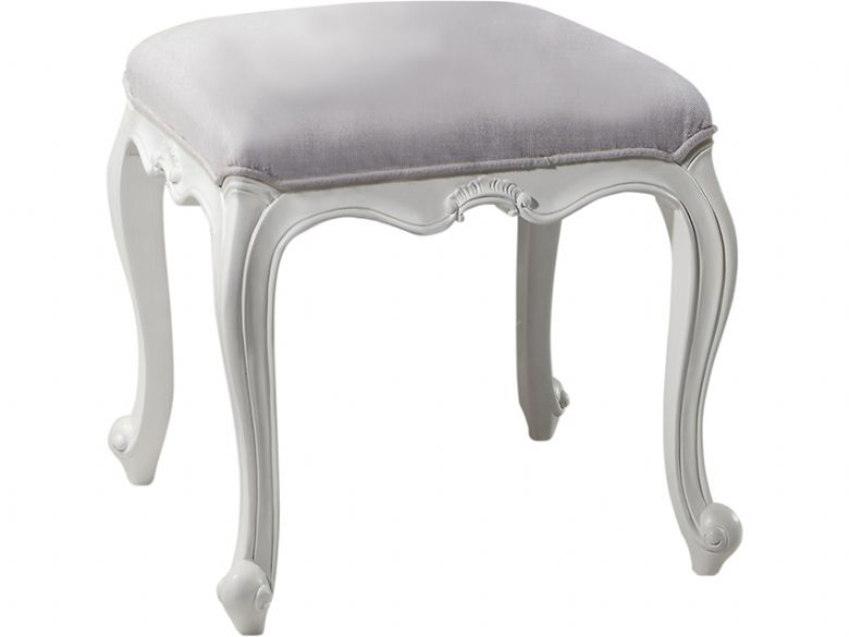 Ashwell chalk dressing stool with grey linen seat pad
