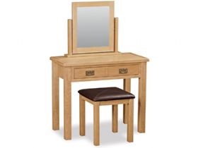 Fairfax Compact Oak Dressing Table, Mirror and Stool Set