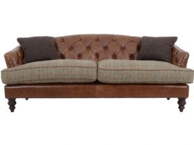 Harris Tweed Dalmore leather and tweed midi sofa