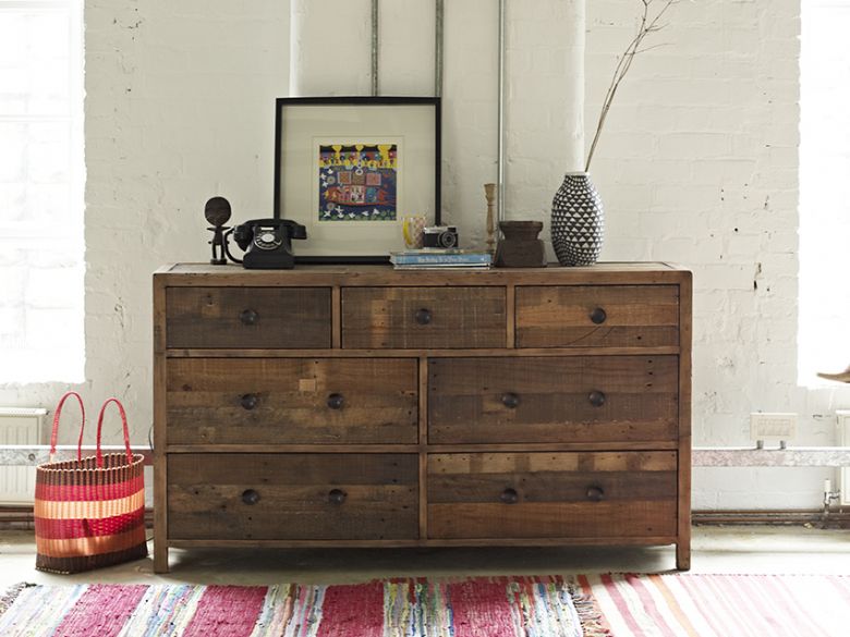 Halsey reclaimed 7 drawer wide chest
