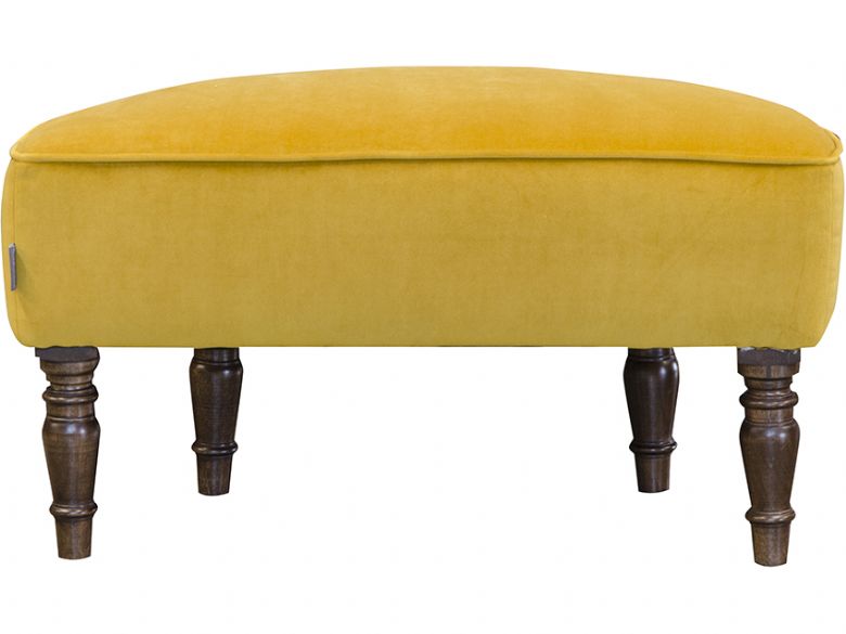 Vivienne fabric footstool in plush turmeric