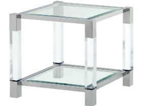Montreal clear glass lamp table with stainless steel and acrylic base