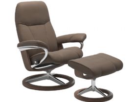 Stressless Consul Small Chair & Stool with Signature Base Quickship