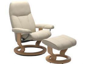 Stressless Consul medium chair and stool signature base quickship