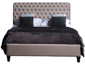 Keva pin tuck upholstered double bed frame available at Lee Longlands
