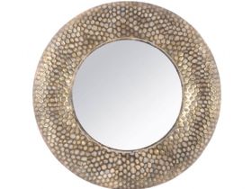 Antique Gold Round Honeycomb Mirror