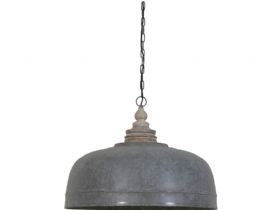 Vaya Antique Grey Hanging Lamp with Wooden Top