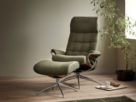 Stressless London High Star Base Chair with Stool