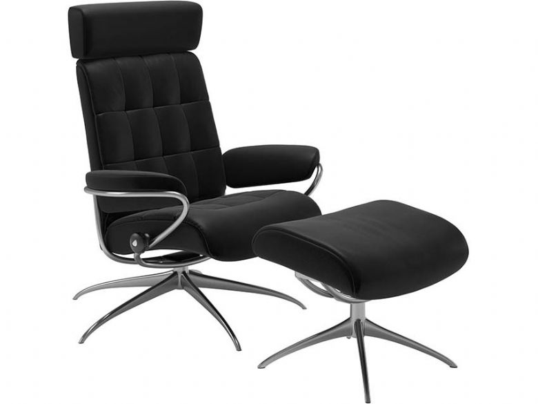Stressless London Recliner Chair & Stool - Adjustable Headrest