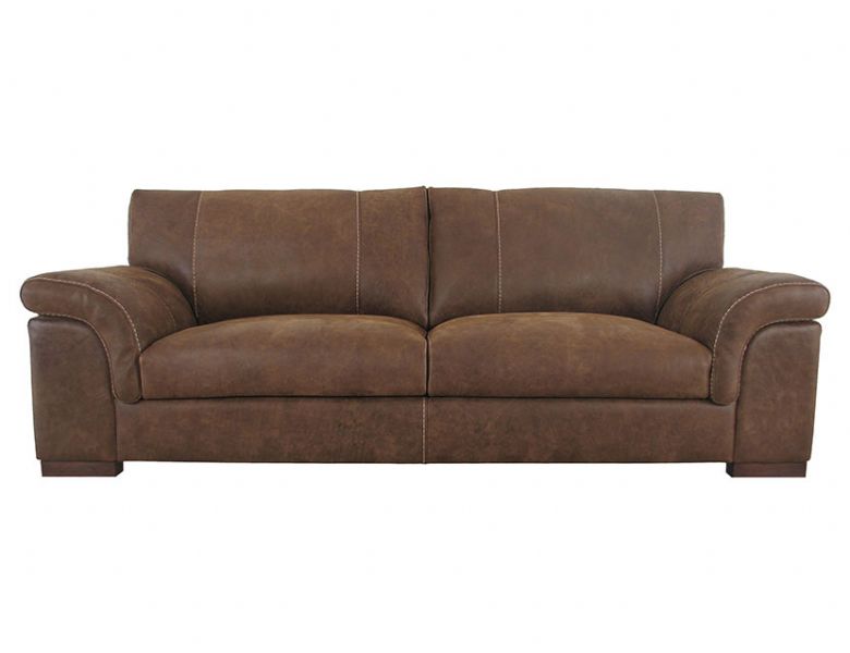 Mountback Leather 4 Seater Sofa