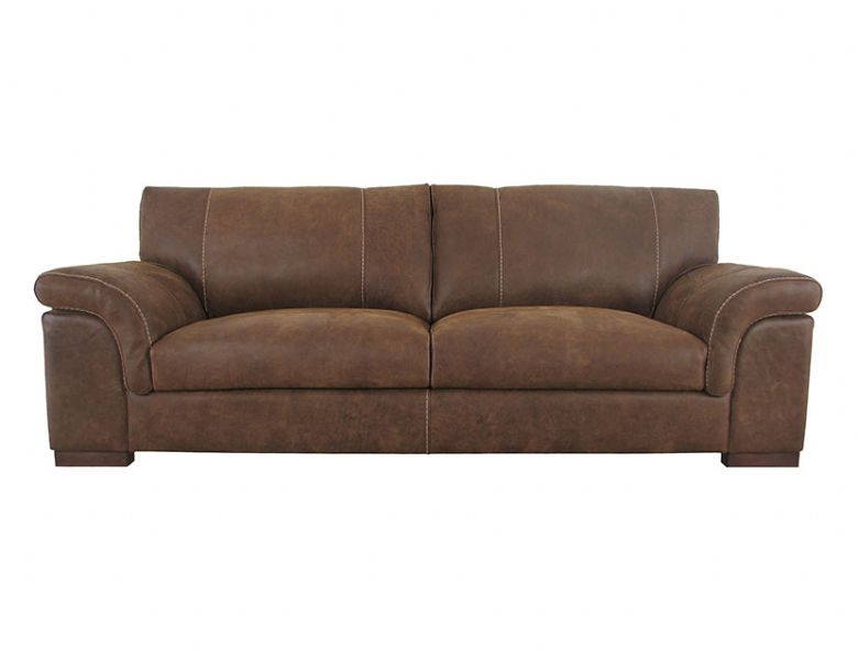 Mountback Leather 3 Seater Sofa