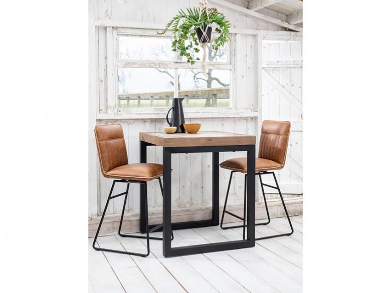 Halsey reclaimed bar table with Sam dining chairs