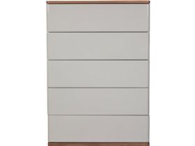 Style Grey Gloss Walnut 5 Drawer Tall Wide Chest