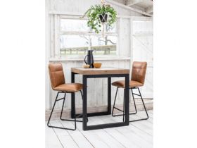 Sam tan barstool with Halsey reclaimed square bar table