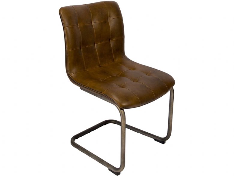 Industrial button back brown dining chair