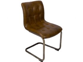 Industrial button back brown dining chair