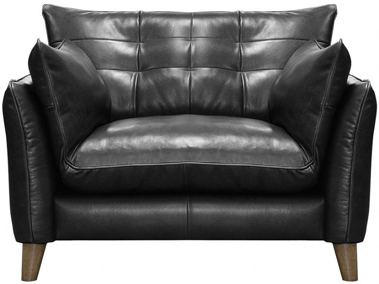 Fredrik contemporary black leather chair available at Lee Longlands