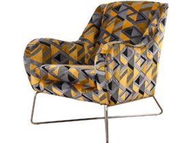 Charlotte yellow and grey accent chair in geometric fabric