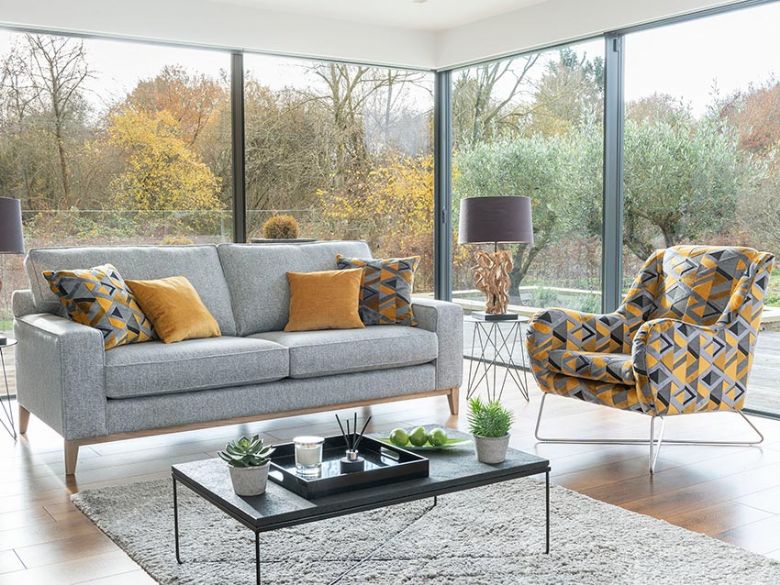 Charlotte sofa range with geometric accent chair