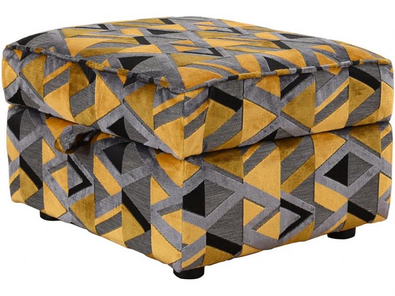 Charlotte storage stool in contemporary geometric fabric finance options available