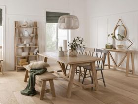 Narvik oak dining range with grey chairs