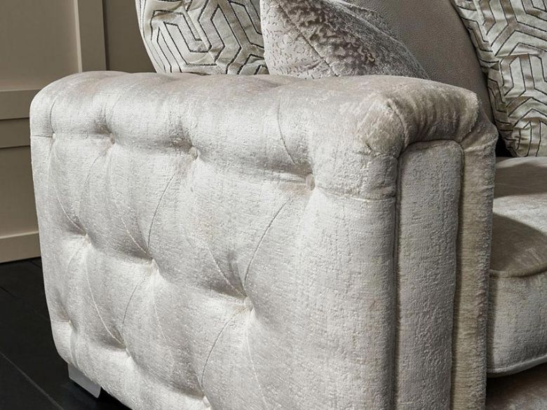 Geovanni fabric sofas in glamorous neutral tones available at Lee Longlands