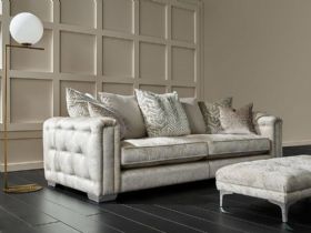 Geovanni cream fabric distressed chenille sofa range