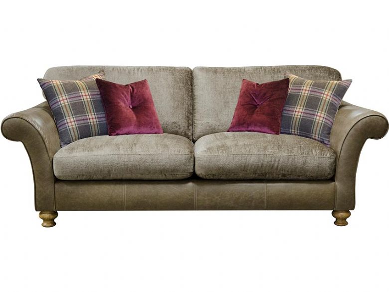 Harrison fabric and leather split 4 seater sofa available at Lee Longlands