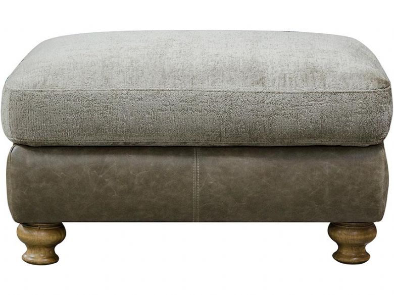 Harrison leather and fabric brown footstool available at Lee Longlands