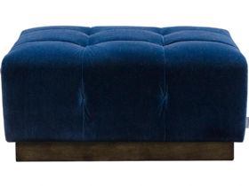 Kingsley large blue fabric footstool