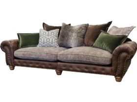 Hamilton leather and fabric 4 seater scatter back sofa interest free credit options available