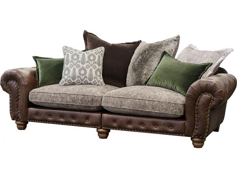 Hamilton Large Split Ter Back Sofa, Mixed Leather And Fabric Sofas Uk